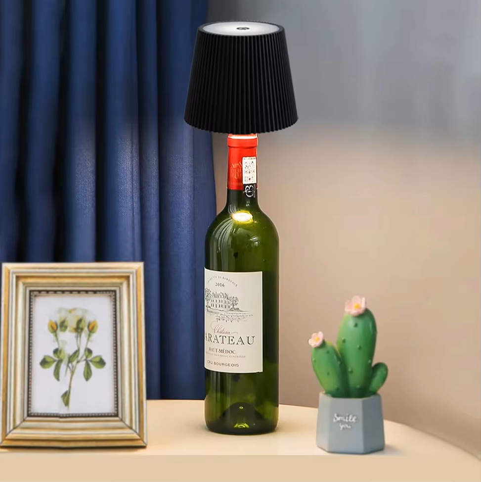 Wireless Bottle Table Lamp Touch Control of 3 Colors and Stepless Dimming Night Lamp Suitable for Bar Wine Bottles Desk Lights